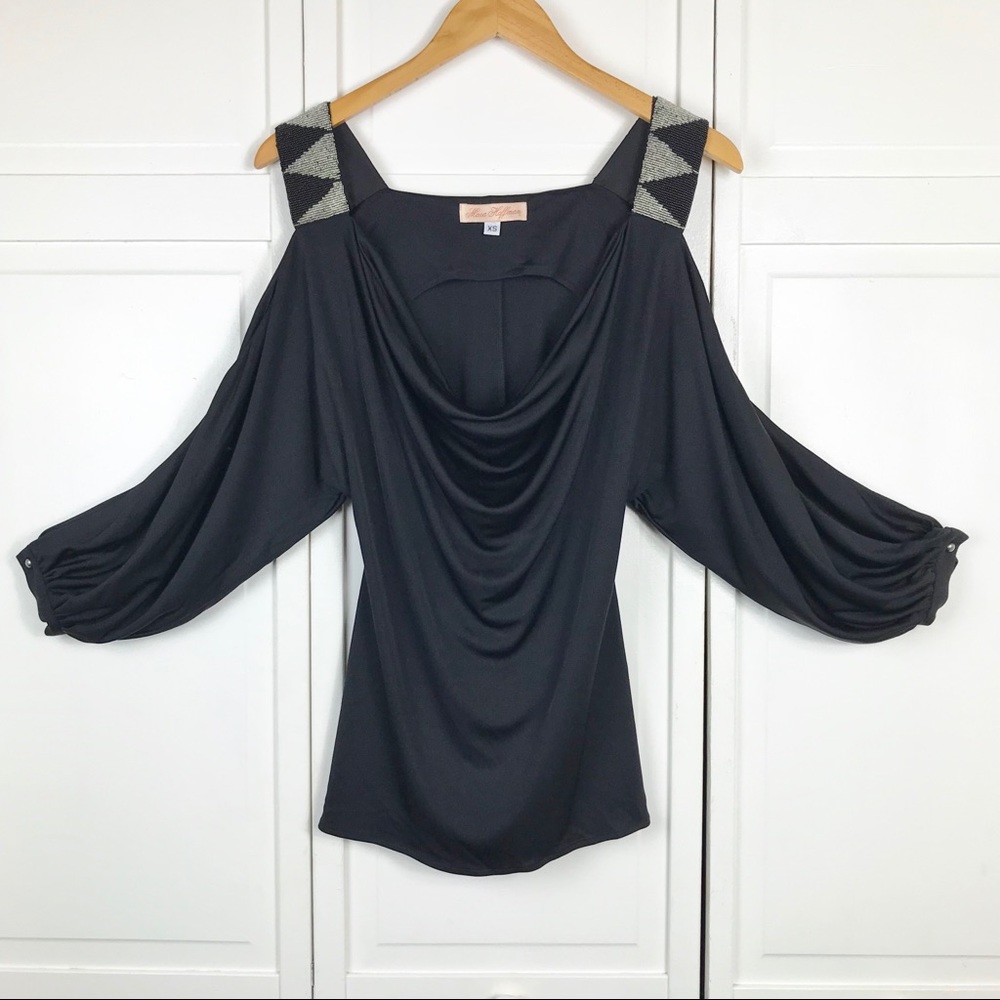 Mara Hoffman Beaded Cold Shoulder Silk Top XS